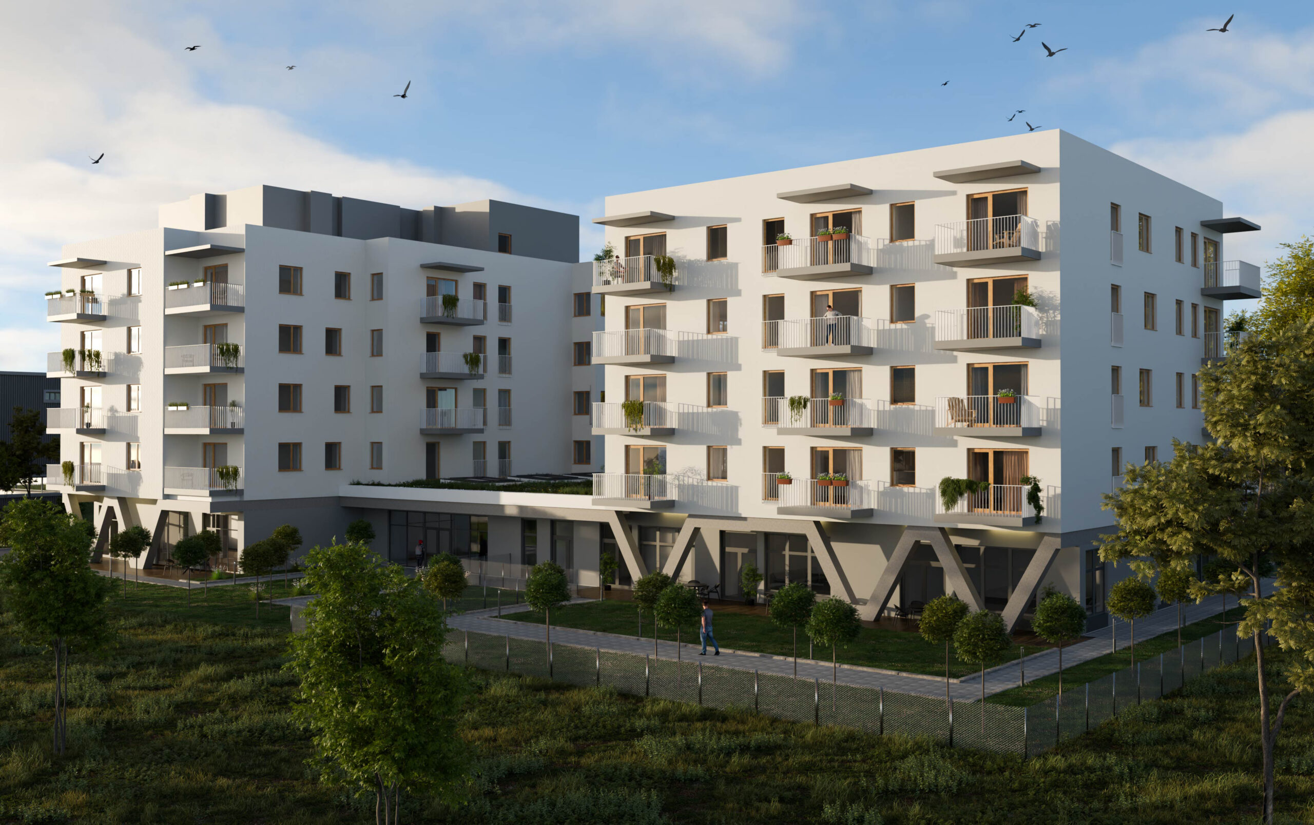 Budynek komunalny przy Marywilskiej z biblioteką i przedszkolem