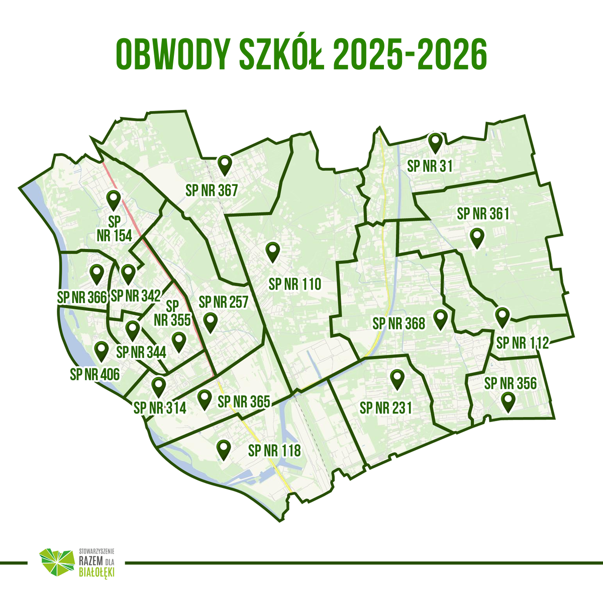 Obwody szkolne na Białołęce (2025/2026)